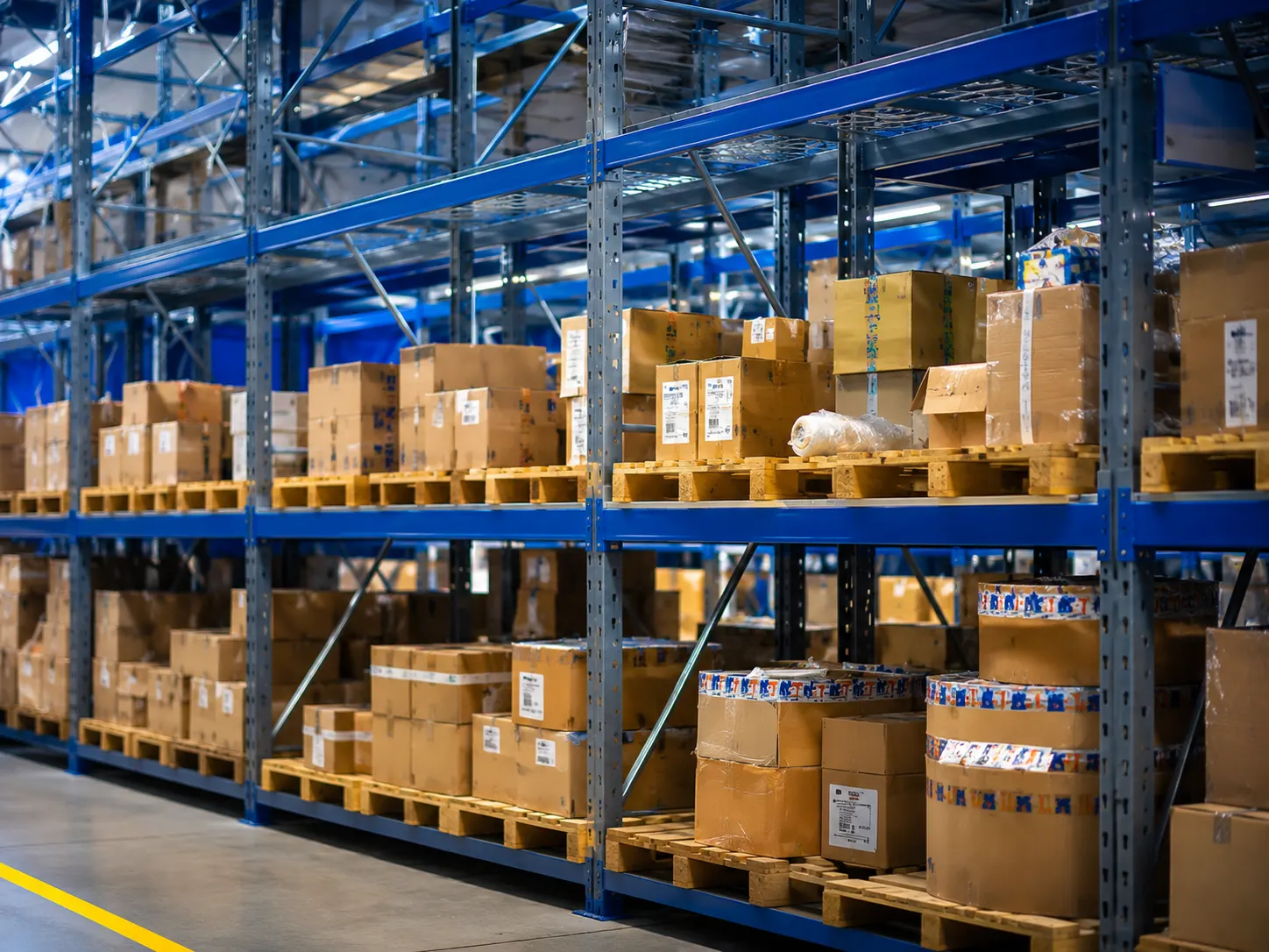 MFT warehouse racks stocked with seller inventory